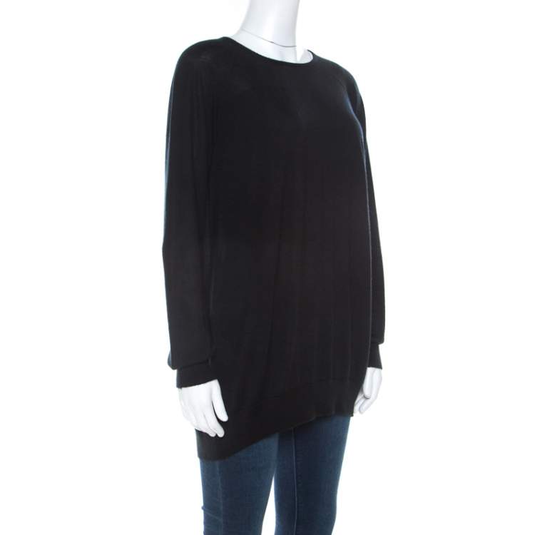 Pre Owned Balenciaga Black Cashmere Raglan Sleeve Long Sleeve Sweatshirt L