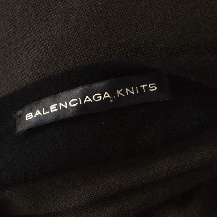 Pre Owned Balenciaga Khaki Green Wool Cut-Out Detail Short Dress S