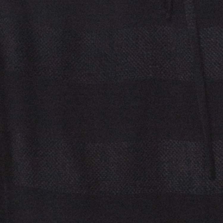 Pre Owned Balenciaga Black Striped Chiffon High-Low Three Quarter Sleeve Blouse S