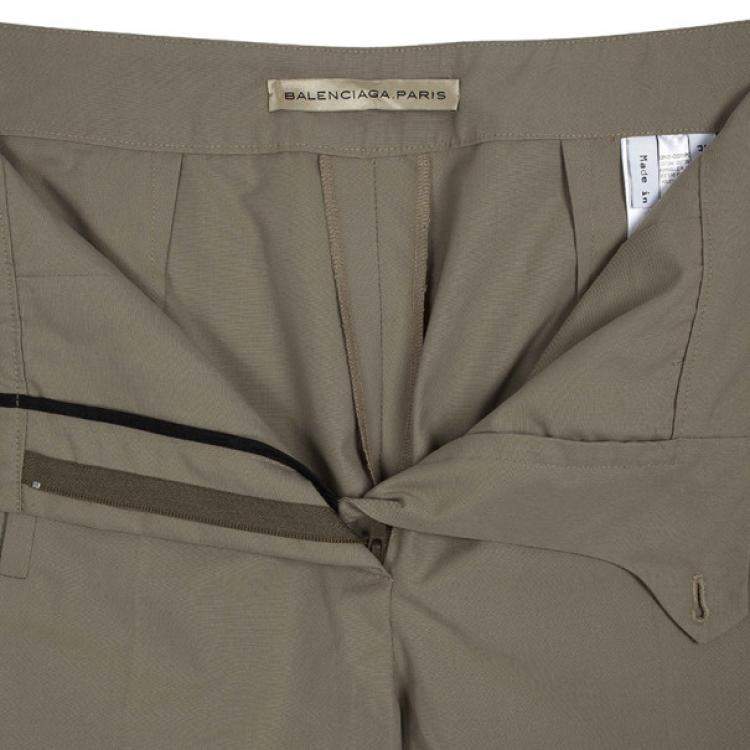 Pre Owned Balenciaga Khaki Cotton Pants XS