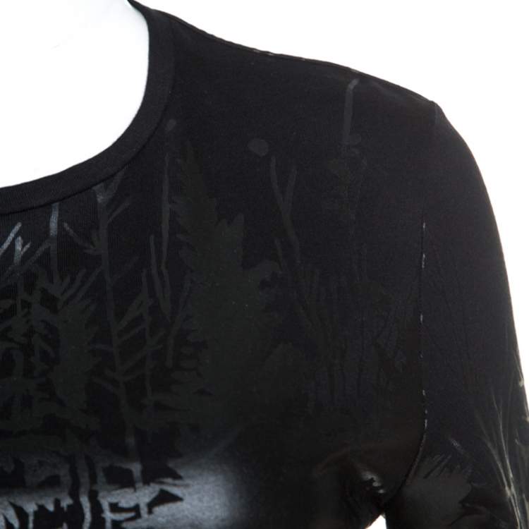Pre Owned Balenciaga Black Embossed Cotton Long Sleeve Top S