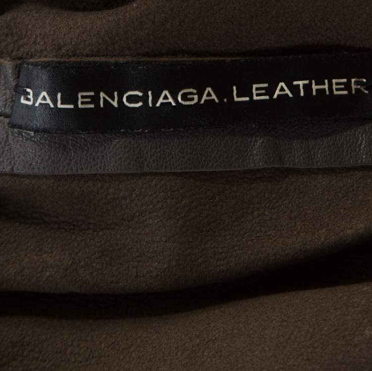 مملوكة مسبقًا Balenciaga Brown Lamb Leather Elasticized Waist Mini Skirt L