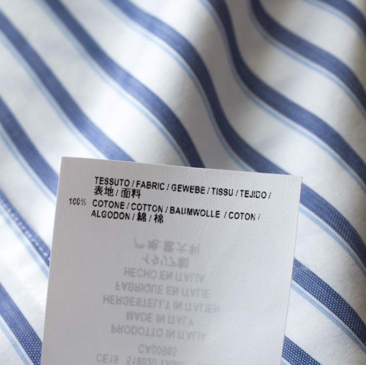مملوكة مسبقًا Balenciaga Bicolor Striped Cotton T-Shirt Detail Oversized Shirt S