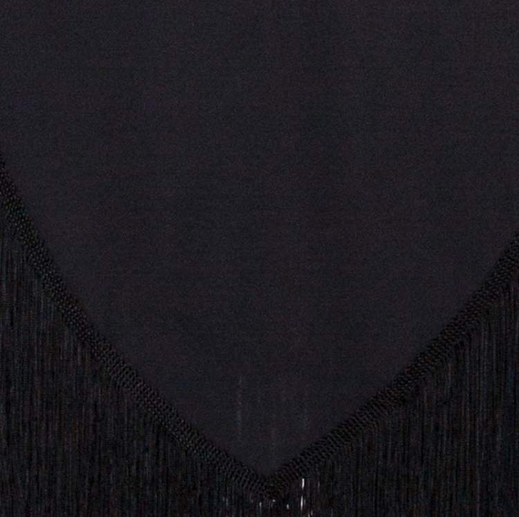 Pre Owned Balenciaga Black Crepe Fringed Poncho L