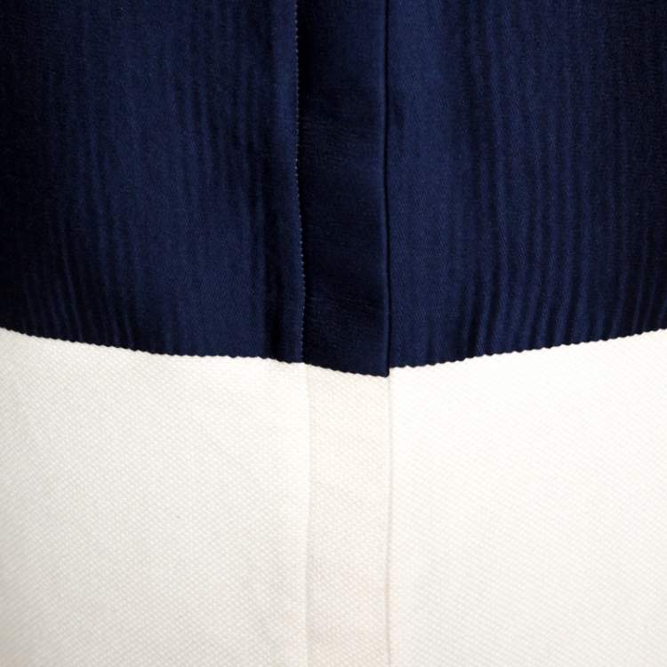 Pre Owned Balenciaga Bicolor Silk and Canvas Sleeveless Dress L 