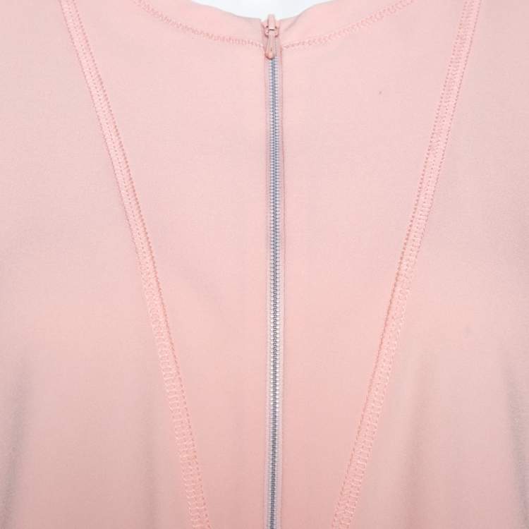 Pre Owned Balenciaga Peach Stretch Crepe Short Sleeve Top L