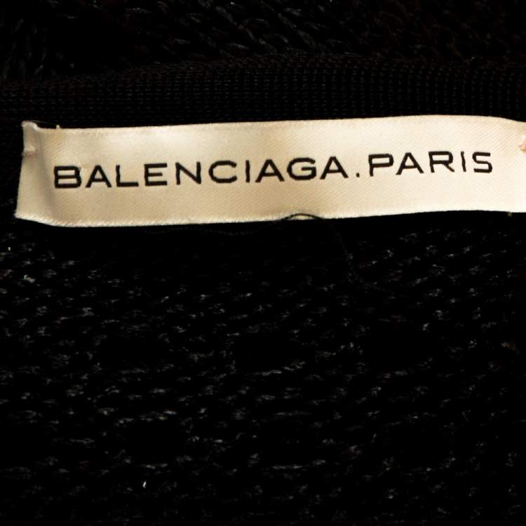 مملوكة مسبقًا Balenciaga Black Metallic Coated Eyelet Knit Cardigan S