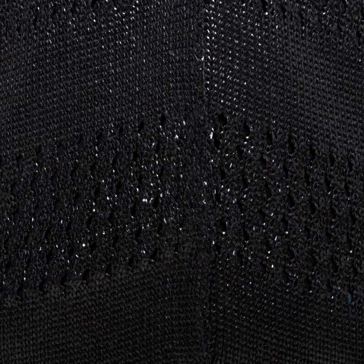 مملوكة مسبقًا Balenciaga Black Metallic Coated Eyelet Knit Cardigan S