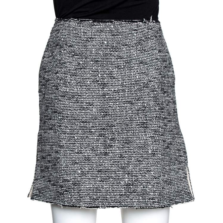 Pre Owned Balenciaga Monochrome Tweed Gomme Mini Skirt S