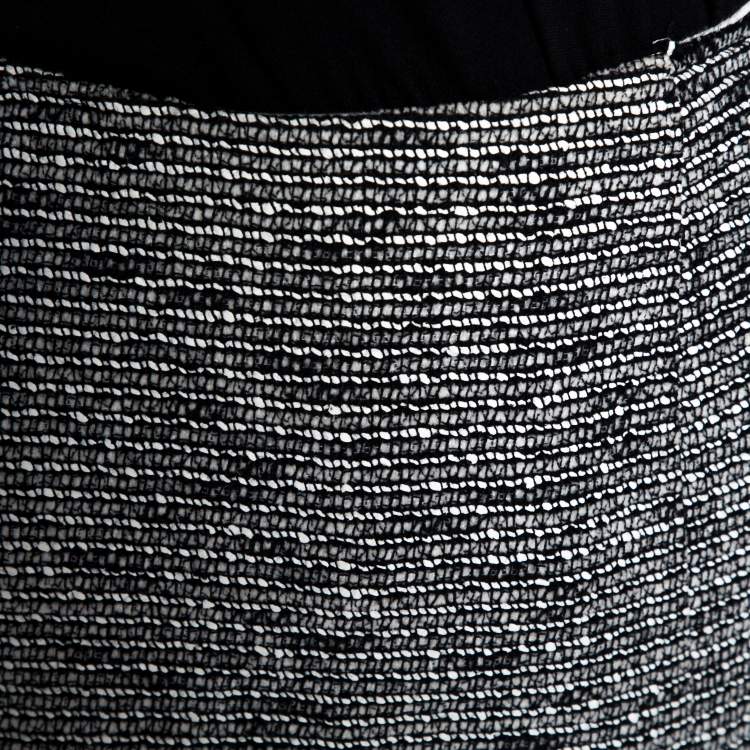 Pre Owned Balenciaga Monochrome Tweed Gomme Mini Skirt S