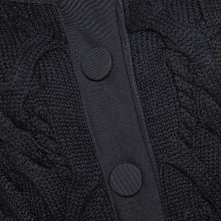 Pre Owned Balenciaga Black Cable Knit Three Quarter Sleeve Cardigan S