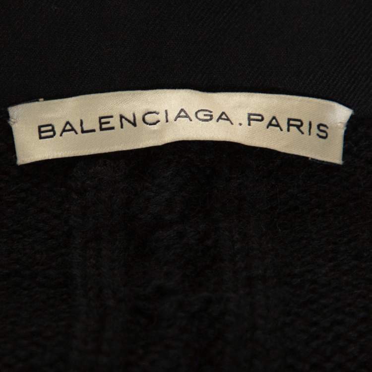 Pre Owned Balenciaga Black Cable Knit Three Quarter Sleeve Cardigan S