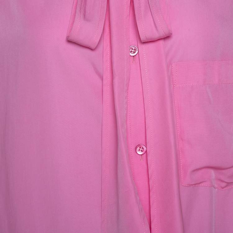 Pre Owned Balenciaga Pink Poplin New Swing Oversized Shirt S