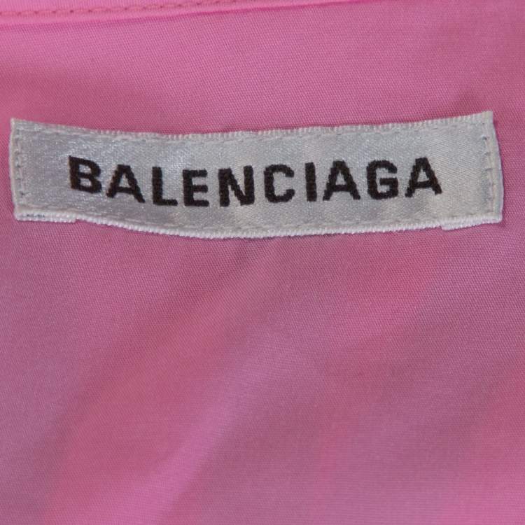 Pre Owned Balenciaga Pink Poplin New Swing Oversized Shirt S