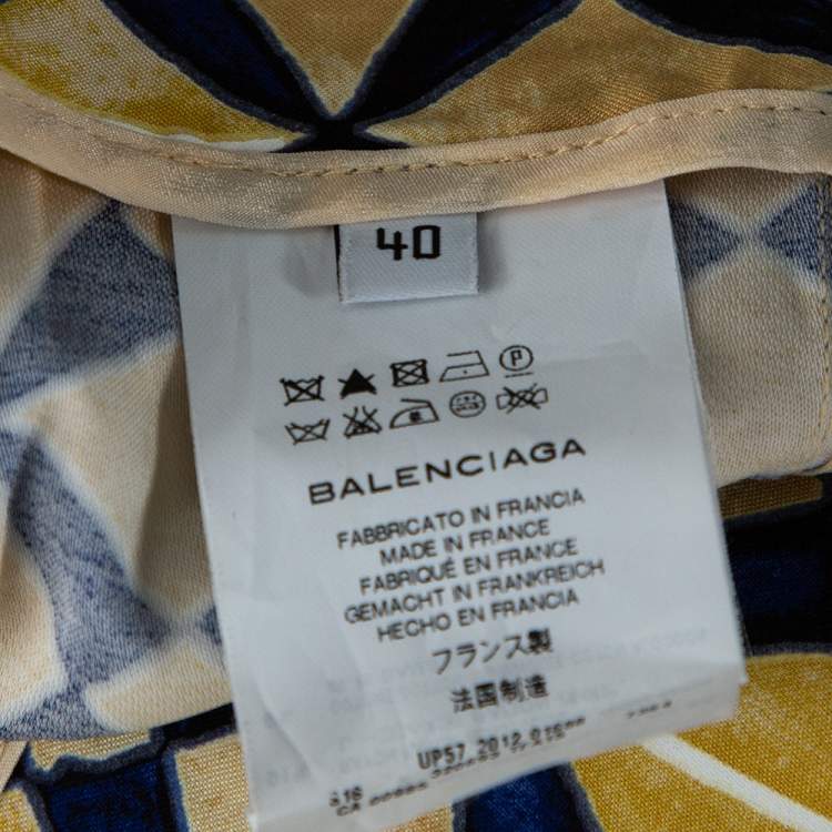 Pre Owned Balenciaga Cream Printed Contrast Waist Band Shorts M