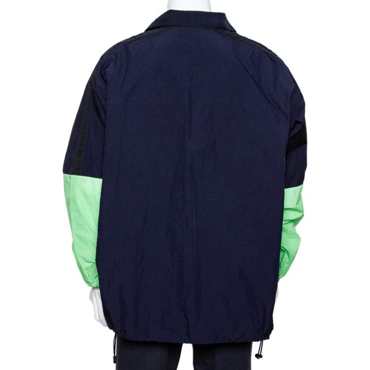 Pre Owned Balenciaga Color Block Logo Oversized Zip Up Jacket S