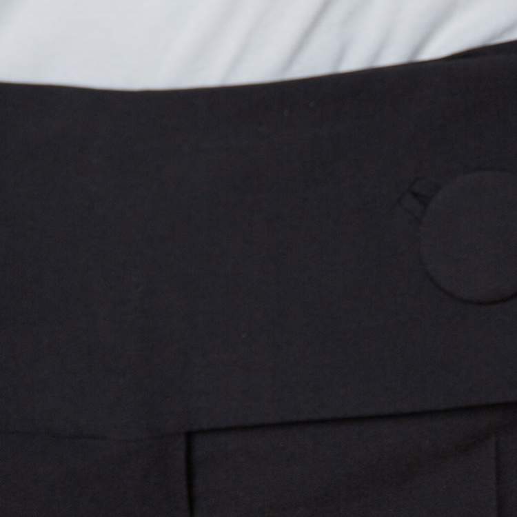 Pre Owned Balenciaga Black Wool Flap Closure Detail Tailored Pants M