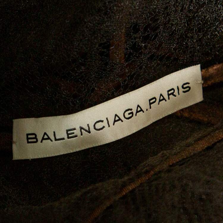 Pre Owned Balenciaga Beige Sheer Lace Open Front Jacket M