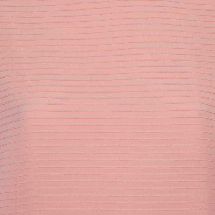 Pre Owned Balenciaga Silk Pink Pintuck Detail A-Line Shift Dress L