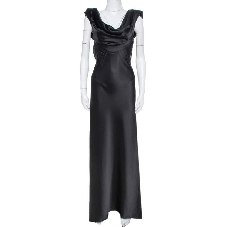 provokere opføre sig Certifikat Balenciaga Paris Black Satin Draped Neck Detail Evening Gown M Balenciaga |  TLC