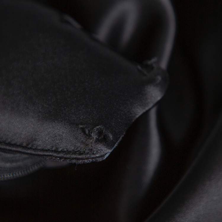 Pre Owned Balenciaga Paris Black Satin Draped Neck Detail Evening Gown M