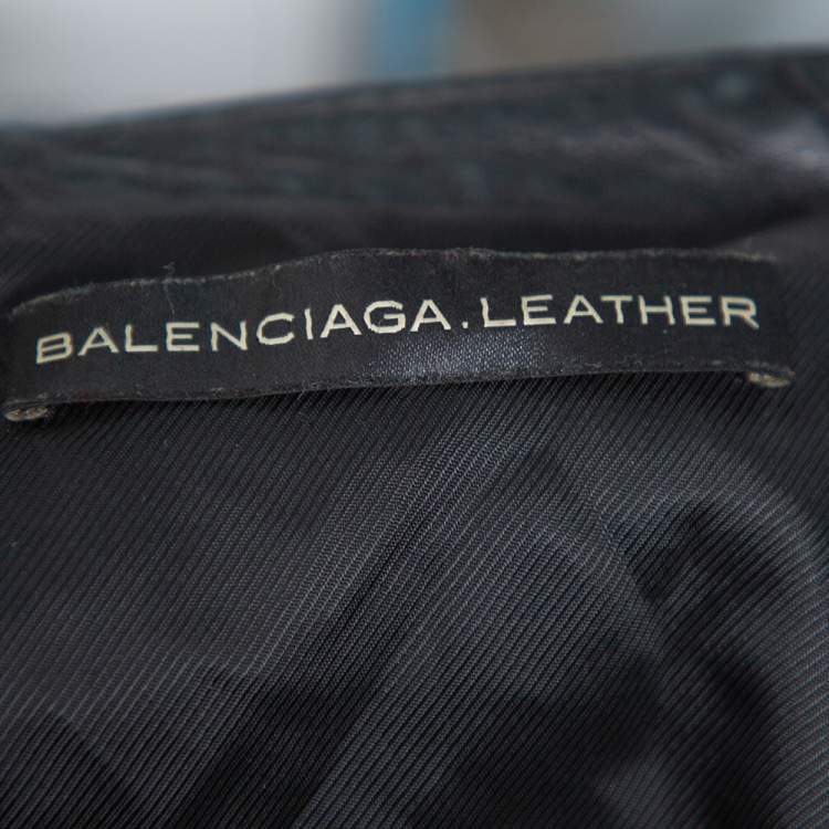 Pre Owned Balenciaga Black Leather Quilted Detail Biker Jacket L