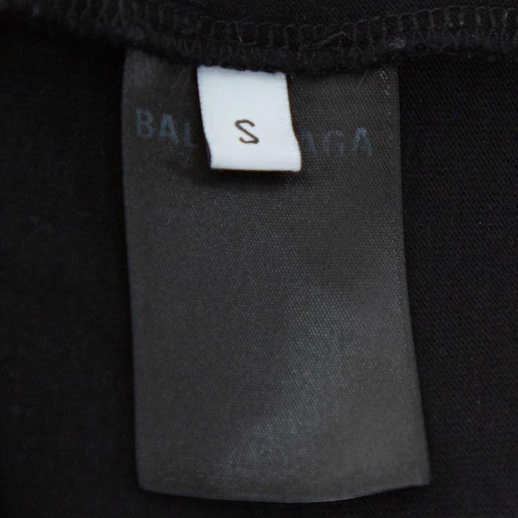 Pre Owned Balenciaga Black Logo Printed Cotton Crewneck Oversized T Shirt S