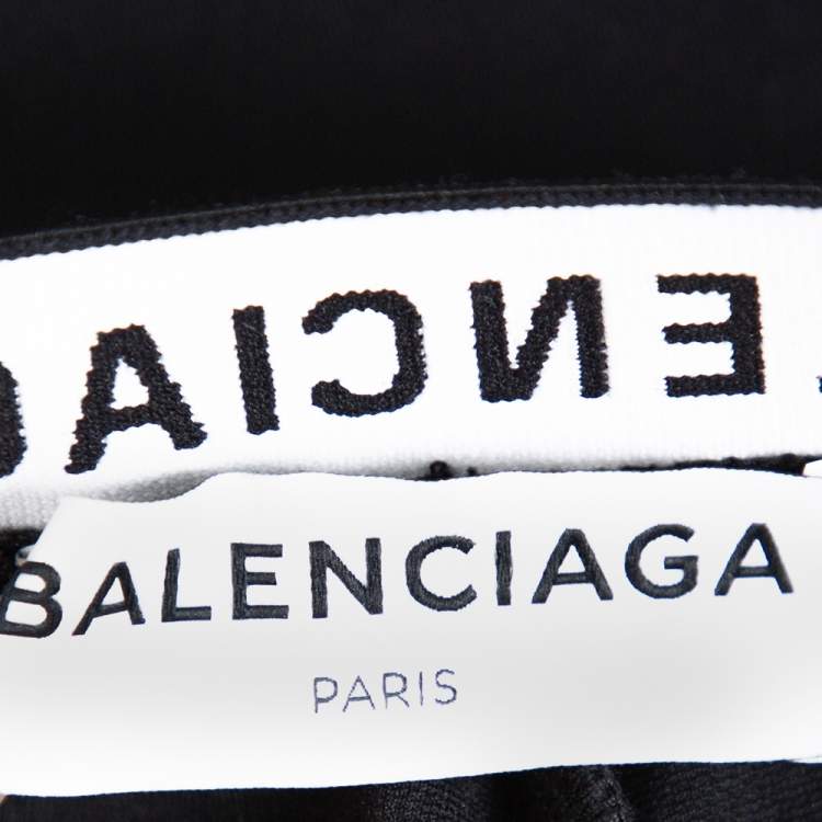 Pre Owned Balenciaga Black Knit Logo Detail High Waist Leggings S
