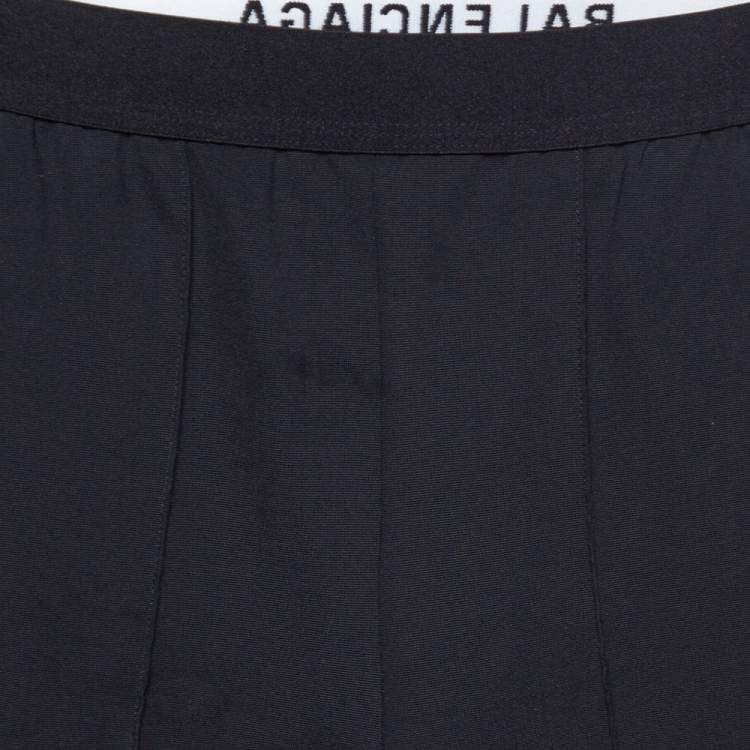 Pre Owned Balenciaga Black Knit Logo Detail High Waist Leggings S