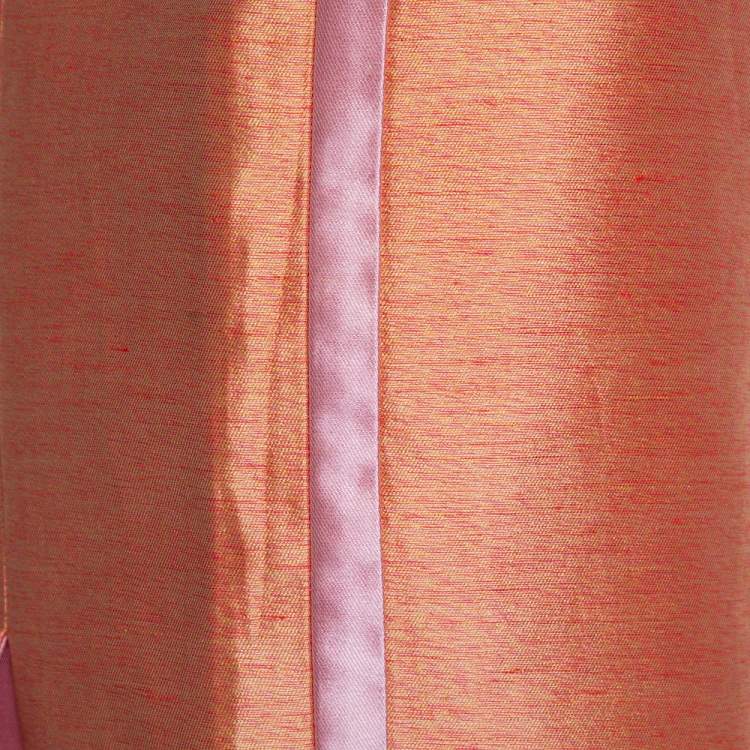 Pre Owned Balenciaga Orange Silk & Linen Contrast Trim Detail Mini Skirt M