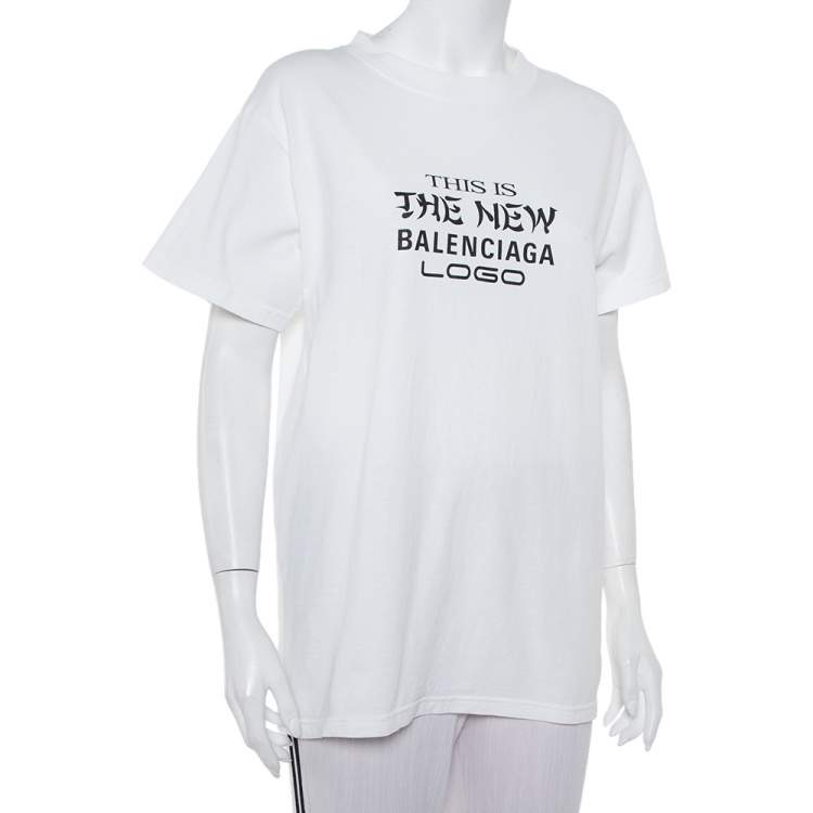 forfatter Hvad er der galt Barbermaskine Balenciaga White Cotton New Logo Printed Crewneck T-Shirt M Balenciaga | TLC