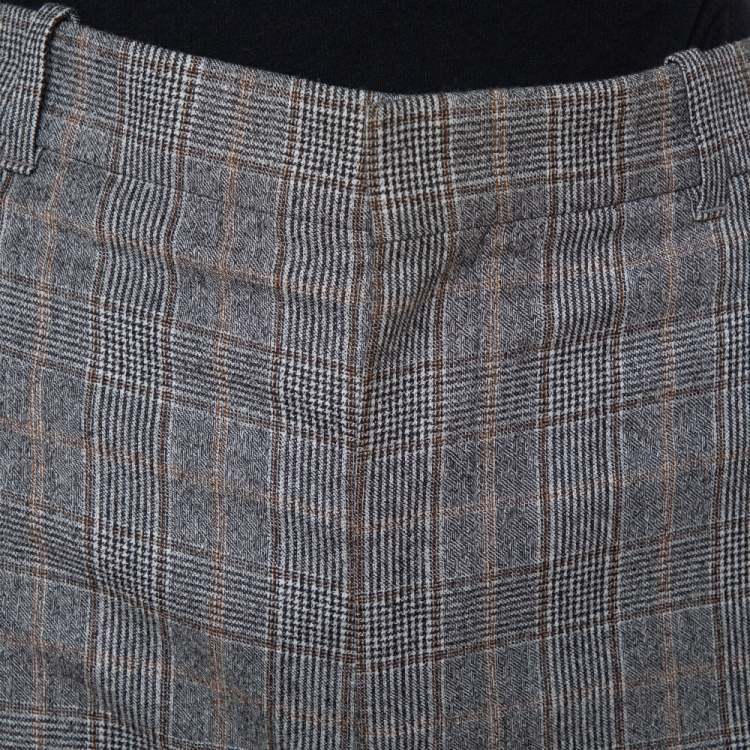 Pre Owned Balenciaga Grey Checkered Wool Trousers S
