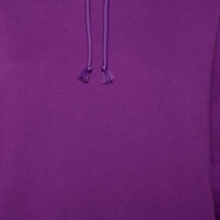 Pre Owned Balenciaga Purple Logo Printed Cotton Hoodie S