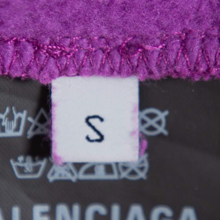 Pre Owned Balenciaga Purple Logo Printed Cotton Hoodie S