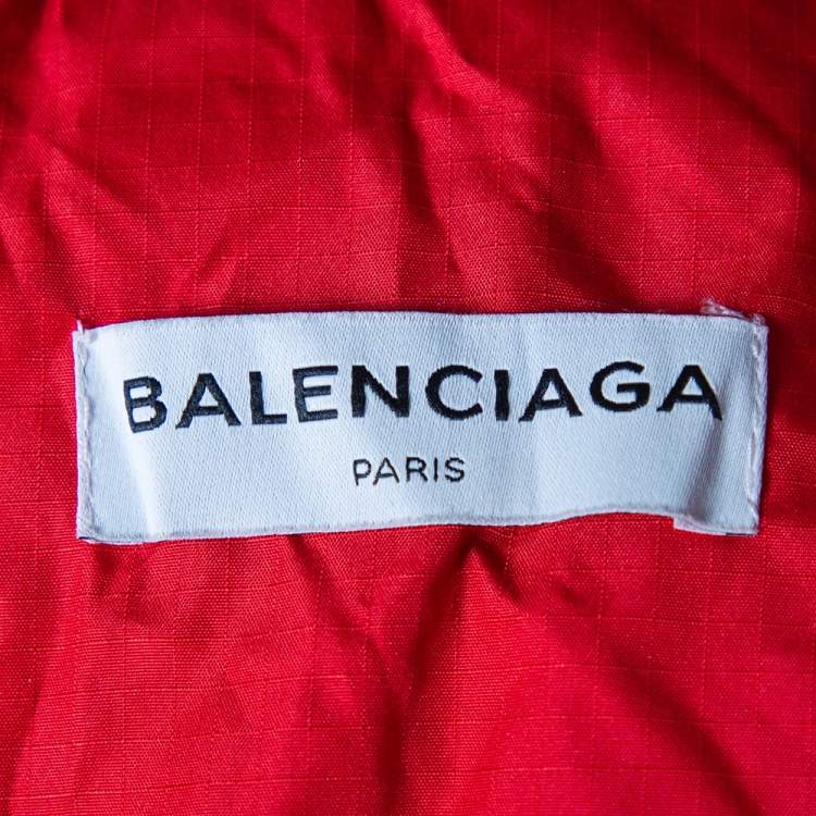 Pre Owned Balenciaga Red Synthetic Quilted Puffer Jacket S