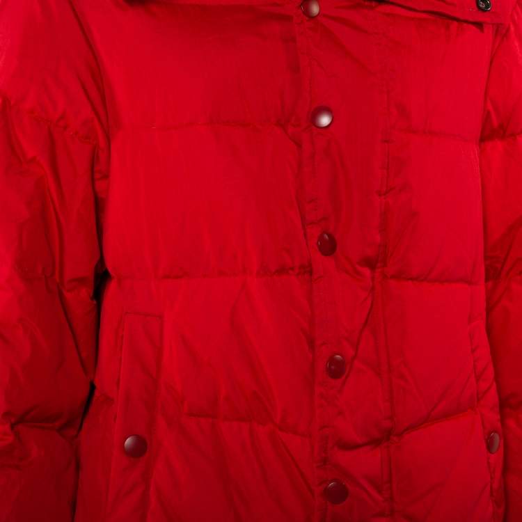 Pre Owned Balenciaga Red Synthetic Quilted Puffer Jacket S