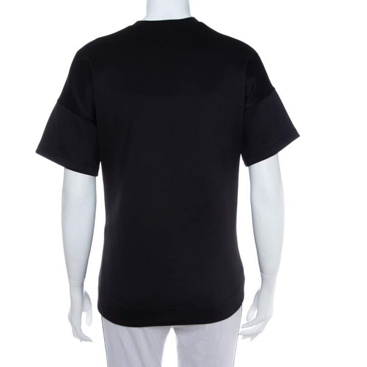 Pre Owned Balenciaga Black Neoprene Pin Detail Asymmetric Draped Top M