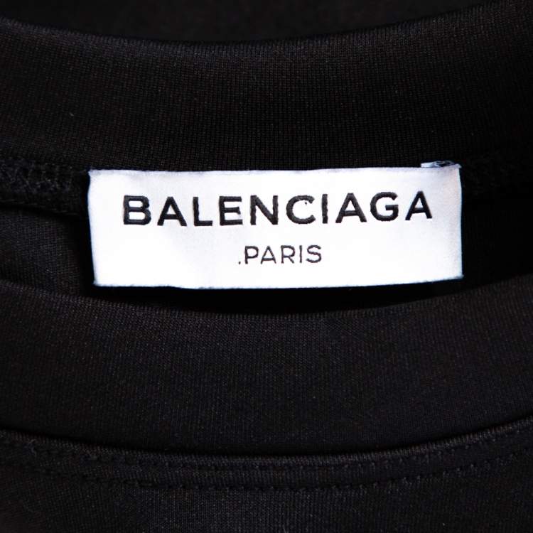Pre Owned Balenciaga Black Neoprene Pin Detail Asymmetric Draped Top M