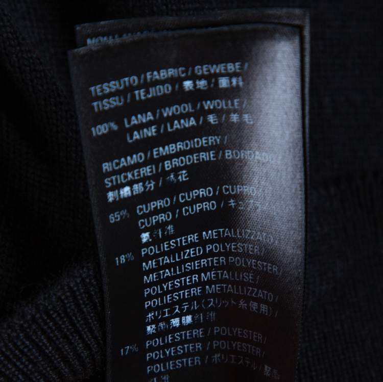 Pre Owned Balenciaga Black Logo Embroidered Wool Sweatshirt M