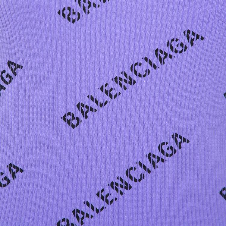 Pre Owned Balenciaga Lavender Rib Knit Long Sleeve Crewneck T-Shirt XL