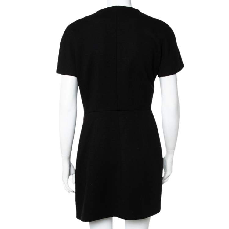 Pre Owned Balenciaga Black Wool Wrap Detail Asymmetric Hem Mini Dress M