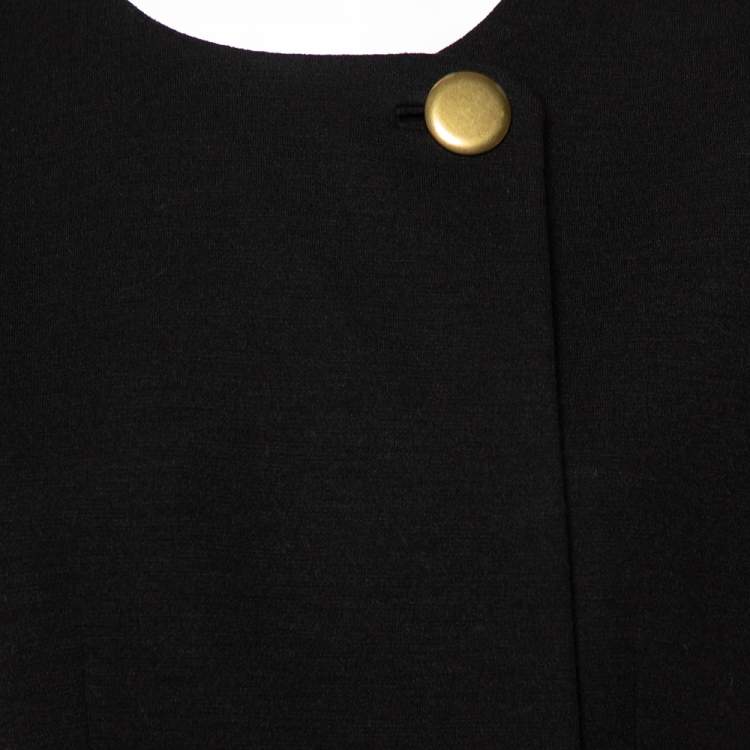 Pre Owned Balenciaga Black Wool Wrap Detail Asymmetric Hem Mini Dress M