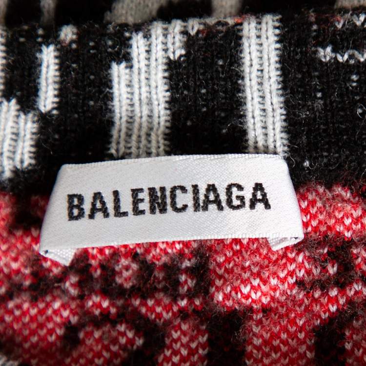 Pre Owned Balenciaga Black Bonjour Paris Wool Jacquard Crewneck Jumper S