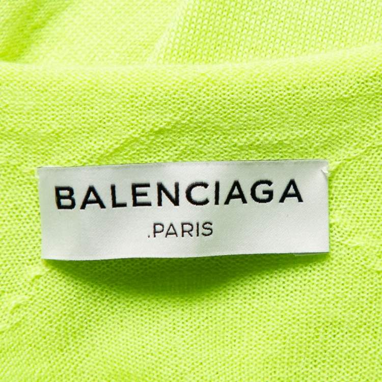 مملوكة مسبقًا Balenciaga Neon Green Cashmere Oversized Pullover S