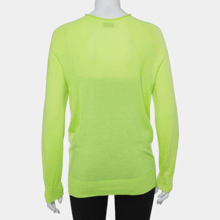 مملوكة مسبقًا Balenciaga Neon Green Cashmere Oversized Pullover S