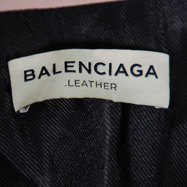Pre Owned Balenciaga Pink Leather Zip Front Biker Jacket S