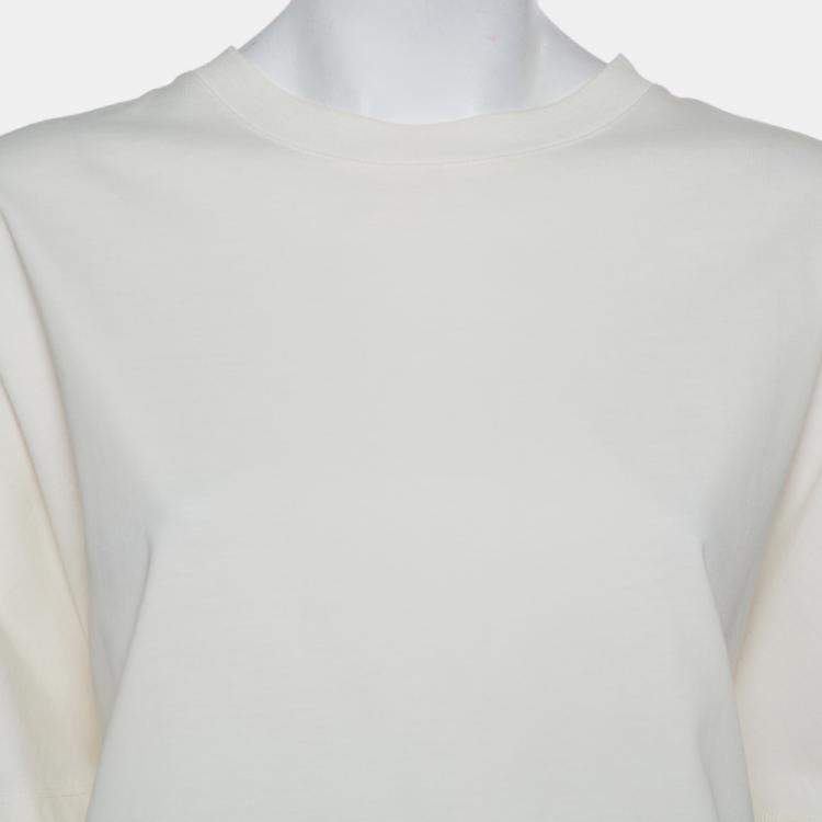 Pre Owned Balenciaga Off White Cotton Knit Oversized T-Shirt Dress M
