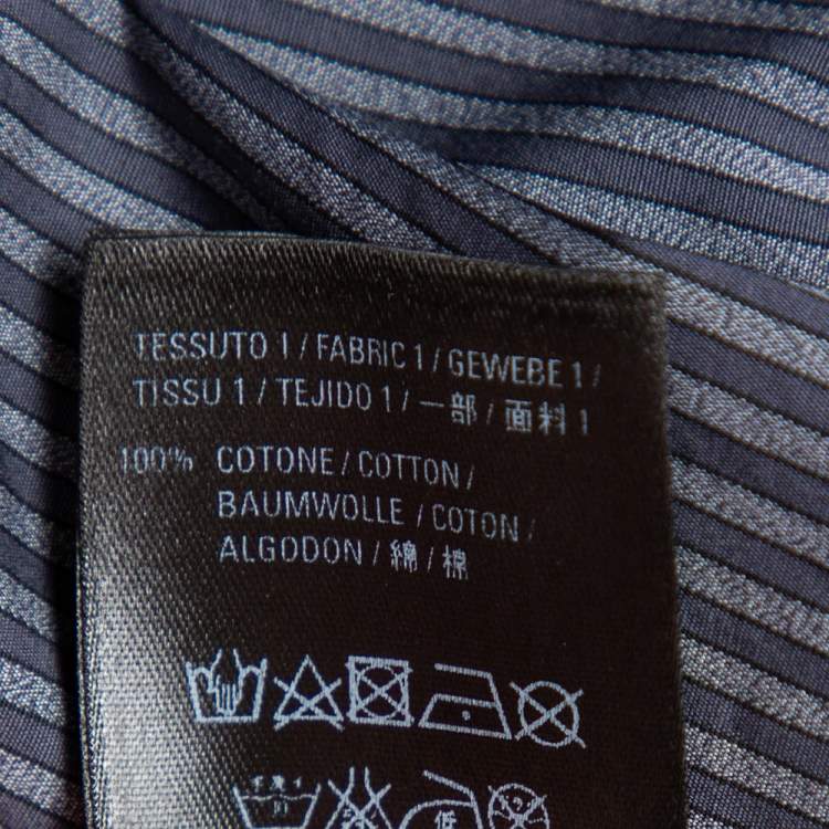 Pre Owned Balenciaga Charcoal Grey Striped Cotton Neck Tie Detail Oversized Shirt S