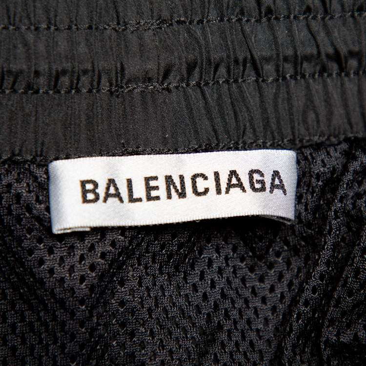 Pre Owned Balenciaga Black Synthetic Mesh Lined Running Shorts S