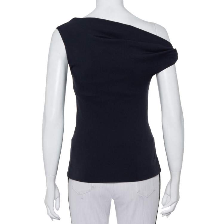 Pre Owned Balenciaga Charcoal Grey Knit One Shoulder Top S